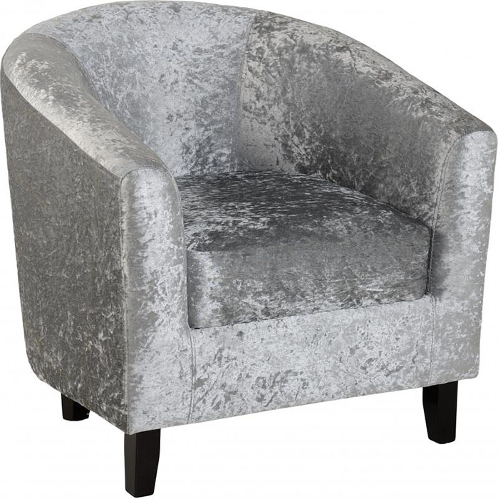Hammond Tub Chair in Silver Crushed Velvet - Click Image to Close